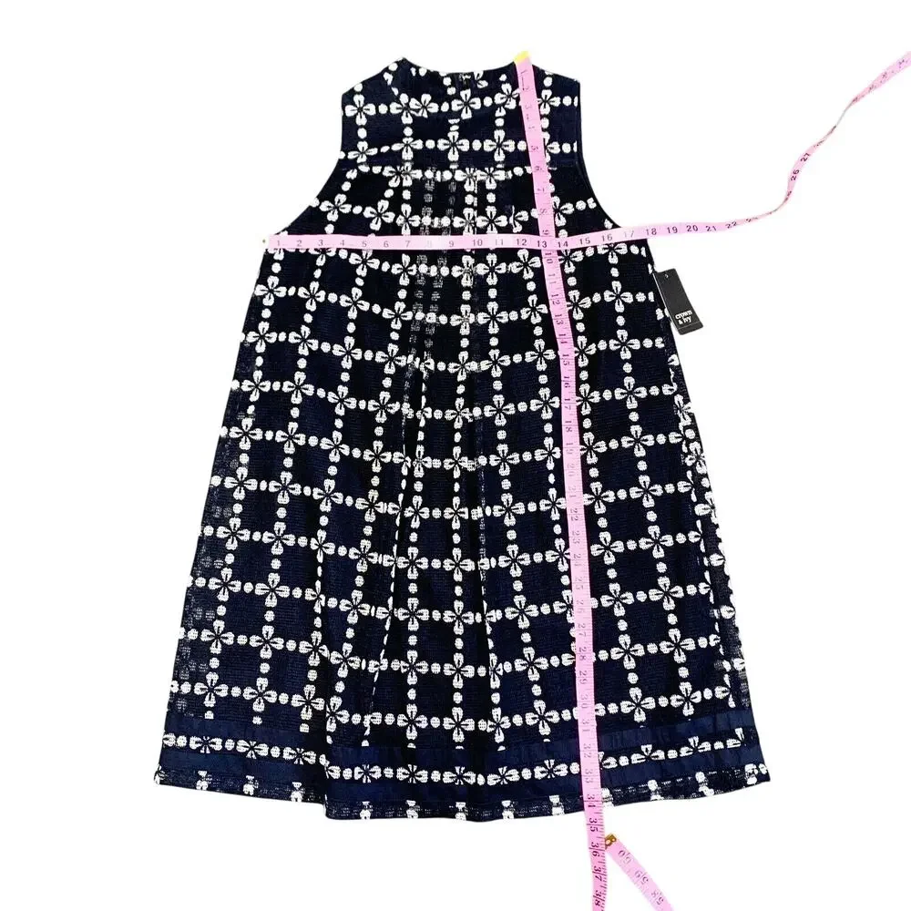 Crown & Ivy women's Navy White new romantic lace sheath dress sz s halter neck - Picture 9 of 10
